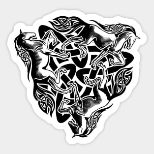 Triquetra. Running Horses, black Sticker